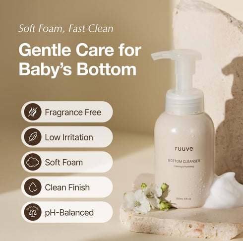 ruuve 10.1 oz Bottom Cleanser Natural Bum Wash for Sensitive Baby Skin, fl