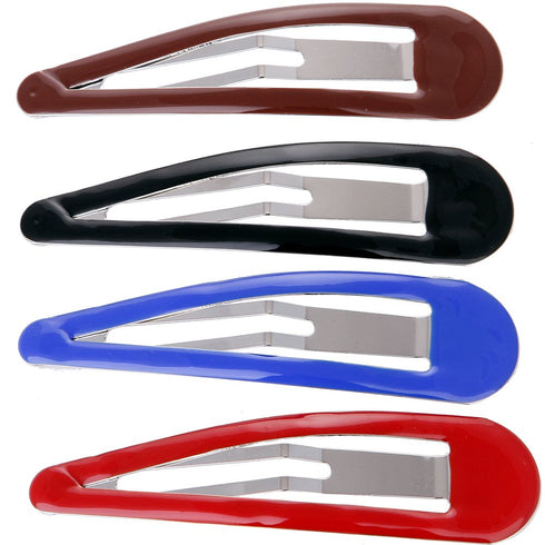 LONEEDY Pack of 10 Large Metal Stoving Varnish Hair Snap Clips, 3.5 inch Long, Black