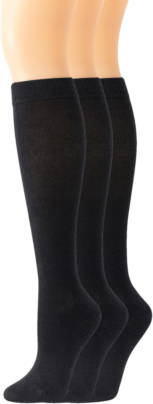 Yomandamor Over the Calf Cotton Compression Socks for Women Seamless Diabetic Sock