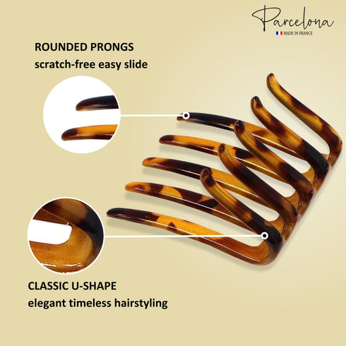 Parcelona French Crab Interlocking Savana Light Shell Medium Hair Clips, No Slip Ponytail Updo for Women
