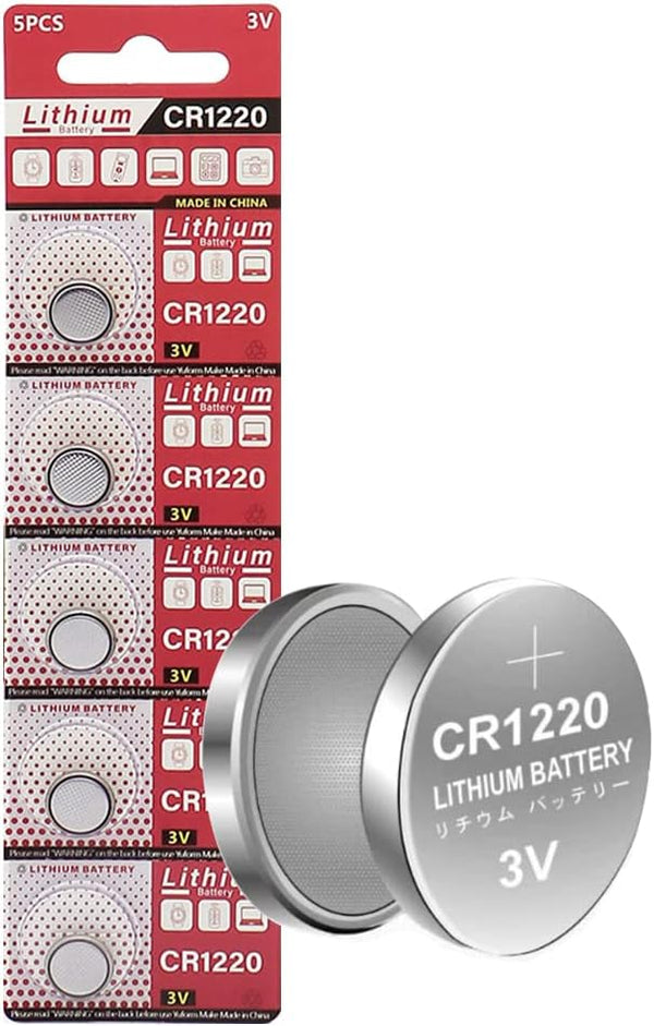 Cotchear 5pcs/Card 3V CR1220 Coin Battery Lithium, DL1220 LM1220 ECR1220 Button Cell Batteries
