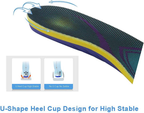 VSUDO Arch Support Sports Shoe Insoles, Shock Absorption Inserts for Men or Women, High Elastic Running Insoles, L