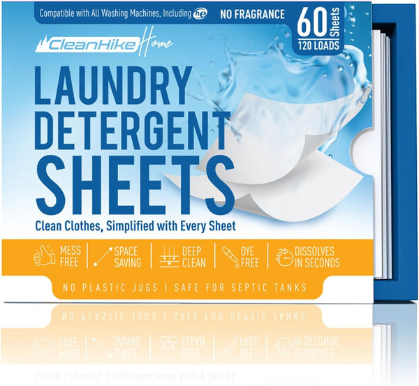 Free and Clear Laundry Detergent Sheets, 120 Loads, Unscented, Hypoallergenic, Liquidless