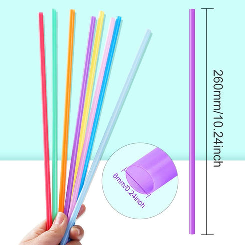300 Pcs Colorful Long Disposable Drinking Straws, 0.23'' Diameter and 10.2" Long