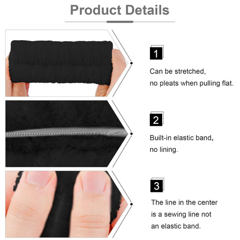 VELSCRUN 6 Pack Spa Headband, Makeup Headband, Black Sponge Hair Band Bow Tie for Washing Face