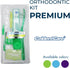 Orthodontic Oral Care Kit for Braces, Includes Toothbrush, Dental Floss, Wax, and Travel Case (Green)