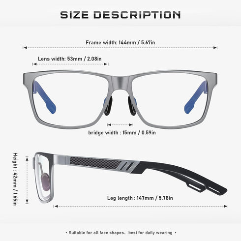 Blue-Light-Blocking Glasses for Men/Women, Gaming Glasses Computer Screen Eyeglasses with Metal Frame
