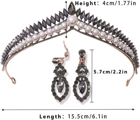 Pearl Tiaras and Crown, Crystal Head Crowns, Rhinestone Princess Tiaras for Bride, Royal Queen Crown for Women