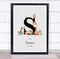 The Card Zoo New Baby Birth Details Nursery Jungle Animals Initial S Keepsake Gift Print