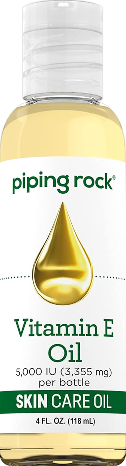 Piping Rock Vitamin E Oil 5000 IU, 4 floz, Nourishing Vegetarian Oil Complex for Skin, Hair, & Face