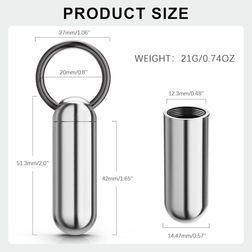 Small Portable Pill Case Keychain, Waterproof Titanium Pocket Organizer for Travel