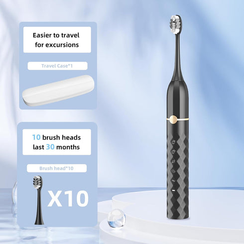 Set, 10 IPX8 2-Minute 42000 5 Seapeoa Sonic Electric Toothbrush Equipped with Brush Heads and Travel Case, Waterproof