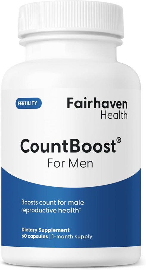 Fairhaven Health CountBoost for Men, 60 Capsules Male Fertility Supplement with Ashwagandha, Vitamin C, CoQ10