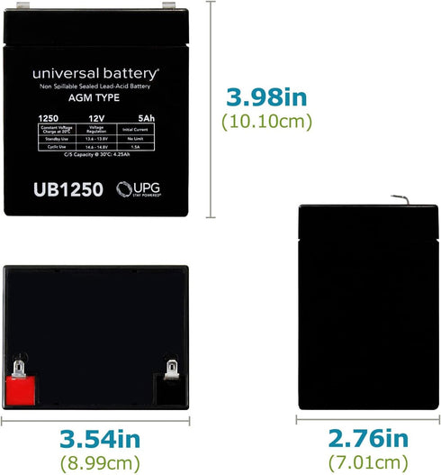 Universal UB1250 D5741 SLA Battery 12V/ 5AH .187 Tt by UPG