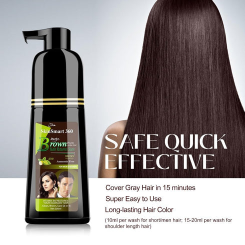 No-Stain Hair Dye Shampoo for Men & Women, Natural Ingredients, Ammonia & Parabens-Free, 200 mL (Dark Brown)