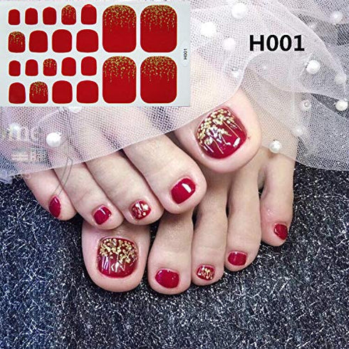 WOKOTO 20 Sheets Solid Toe Nail Polish Strips Stickers and 1 Nail File Manicure Kit for Women Girls
