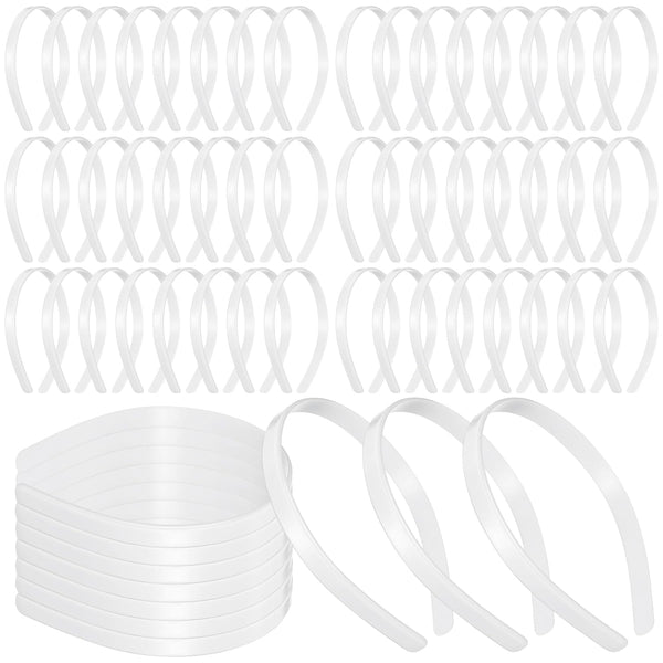 Hotop 100 Pcs Plastic Headbands Bulk, 1 Inch Wide Craft No Teeth Plain Headbands for Girls Women (White)