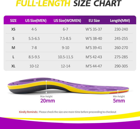 TANSTC Insoles for Women, Plantar Fasciitis Arch Support Shoe Insoles for Men, Pain Relief Professional Sport Insoles