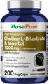 NusaPure Choline & Inositol 1000mg, 200 Veggie Caps (100% Vegetarian, Non-GMO)