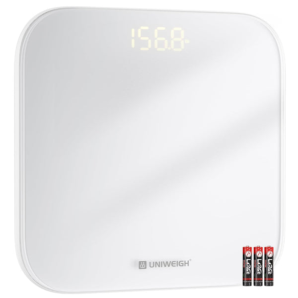 Digital Bathroom Scale for Body Weight, Accurate Weight Scale up to 440lbs, Sturdy Tempered Glass, LED Display