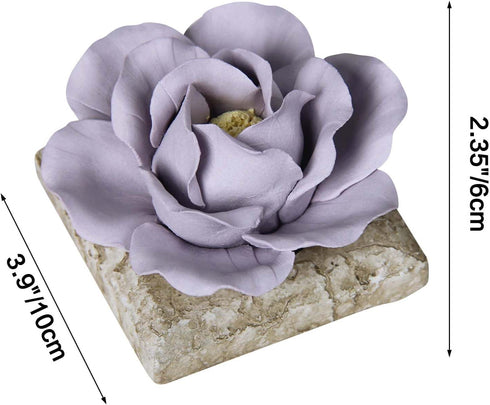 Iryanthos Ceramic Passive Essential Oil Diffuser, Aesthetic Desktop Handmade Flower & Concrete Base, Porcelain