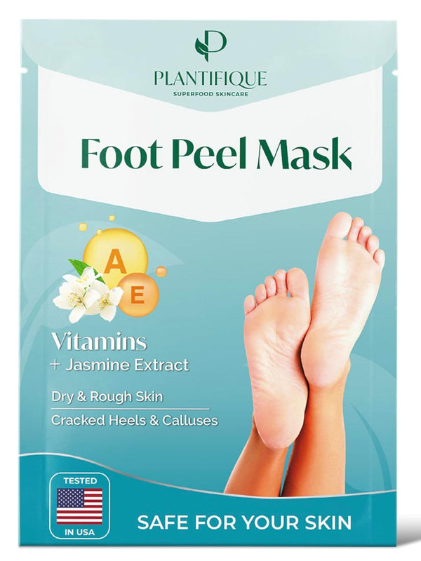 PLANTIFIQUE Jasmine Foot Peeling Mask 1 Pair | Dermatologically Tested for Baby Soft Feet, Repairs Heels & Removes Dry