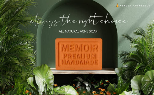 Memoir Natural Acne Treatment Soap for Sensitive Skin, 4.5oz, K-Beauty Cleanser with Hyaluronic Acid
