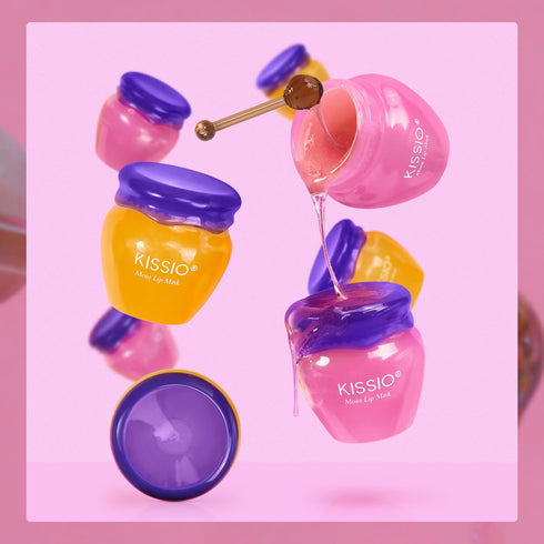 KISSIO Honey and Cherry Lip Mask Set, Repair Lips Day and Night, Hydrating Lip Balm, 2 pcs