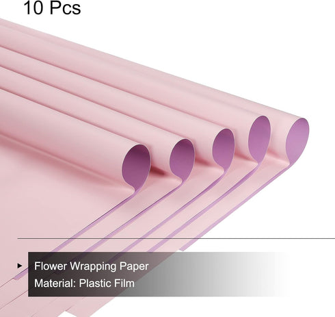 MECCANIXITY 10 Pcs Double Sided Color Flower Wrapping Paper Purple 22.8"x22.8" Waterproof for Florist Bouquet Supplies
