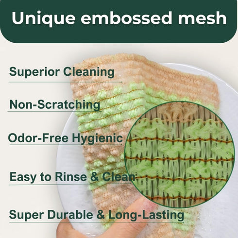 mibboom's (10 Dish Cloths, Scouring Pads, Non-Scratch Dish Scrubbers for Washing Dishes PCS)