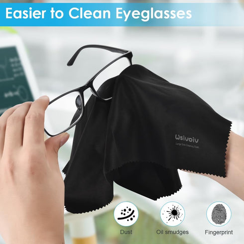 Wsivoiv 6PCS 12 x12 inches Large Eyeglass Cleaning Cloths, Glasses Cleaner, Individually Wrapped, Premium Microfiber