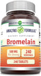 Amazing Formulas Bromelain 500 Mg Tablets Supplement, Non-GMO, Gluten Free, Made in USA (240 Count)