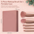 Pink Travel Makeup Brush Set with Mirror, 5 Pcs Mini Complete Cosmetic Brushes Kit (4.2 inch * 3.0 inch)