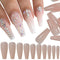 LuckForever 500pc Painted Coffin Press on Nails, Full Cover Beige Nude False Nails, Ballerina Shaped Acrylic Nail Tips