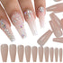 LuckForever 500pc Painted Coffin Press on Nails, Full Cover Beige Nude False Nails, Ballerina Shaped Acrylic Nail Tips