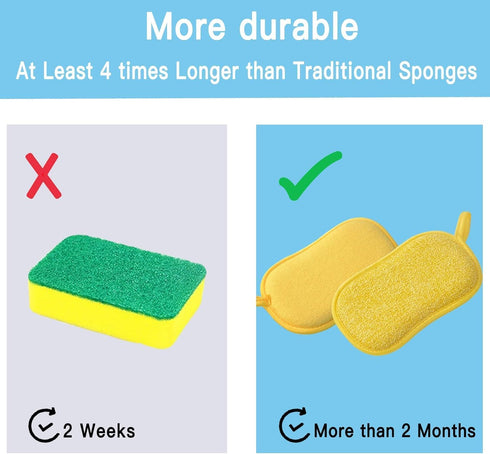 WANWLI 6-Pack) Dish Sponge Kitchen Sponges,Scrub Sponges,Double Sided Cleaning,Non Scratch,Ultra fine Fiber