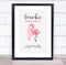 The Card Zoo New Baby Birth Details Christening Nursery Initial F Flamingo Gift Print