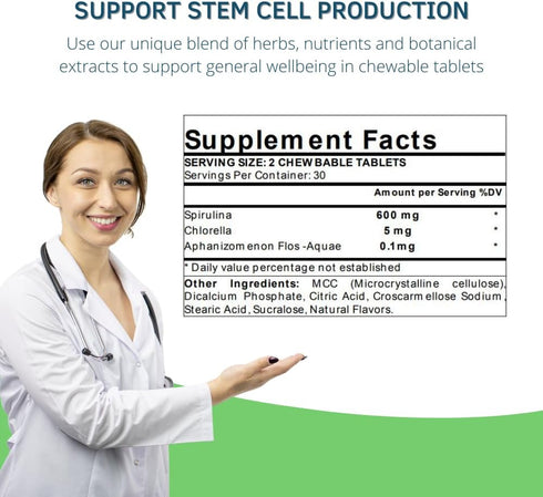 Bioxtron AFA Stem Cell Supplement Chewable Tablets, 60 Tablets - Joint Support & Muscle Pain Relief