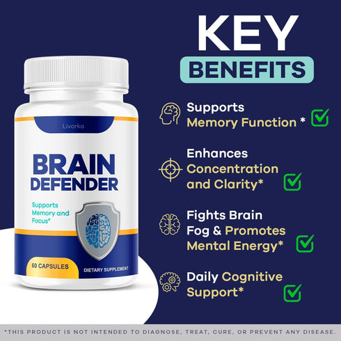 LIVORKA 60 1 Brain Defender - Official Brain Defender Supplement Advanced Pills, Natural Brain and Memory Support
