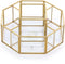 Hipiwe 360 Degree Rotating Glass Makeup Organizer, 5 Slots, Gold Metal Cosmetic Storage Display Holder