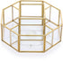 Hipiwe 360 Degree Rotating Glass Makeup Organizer, 5 Slots, Gold Metal Cosmetic Storage Display Holder