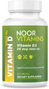 Noor Vitamins Halal Vitamin D, Halal Vitamin D3, 1000 IU Tablets, Supports Bone, Immune & Heart Health, 60 Count