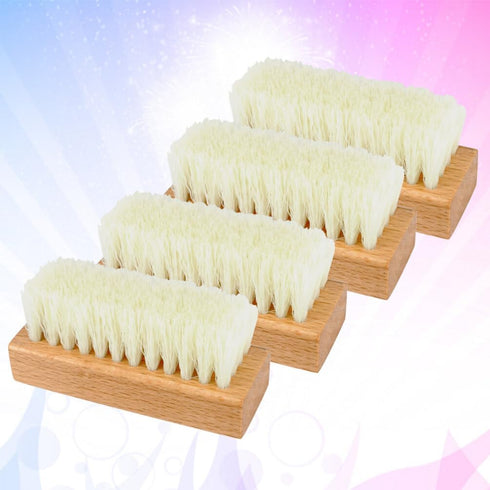 GLEAVI 4 Pcs Soft Bristles Heavy Duty Scrub Cleaning Brush with Wooden Handle for Upholstery and Car Interior