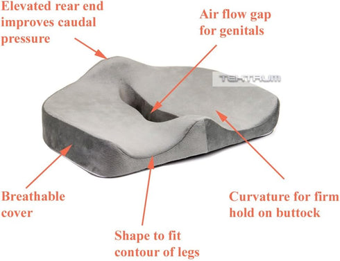 Tailbone, (TD-C-16-GREY) Tektrum Orthopedic Memory Foam Seat Cushion for Back Pain, Sciatica, Coccyx, Spinal Alignment