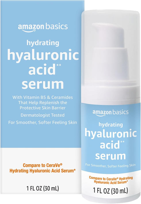 Amazon Basics Hyaluronic Acid Serum, 1 Fluid Ounce, Hydrating Skin Care, 1-Pack