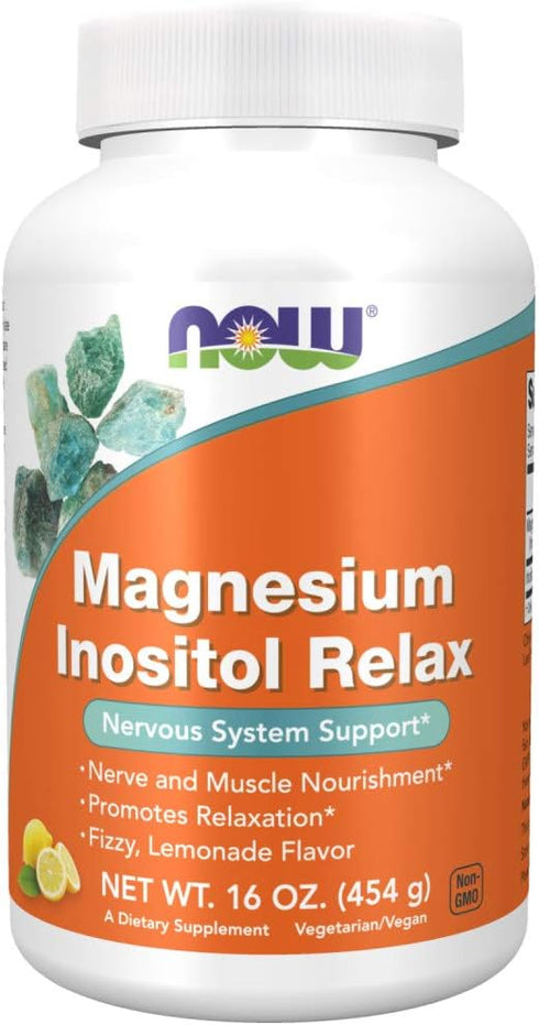 NOW Supplements Magnesium Inositol Powder - Nervous System Support, Fizzy Lemonade Flavor