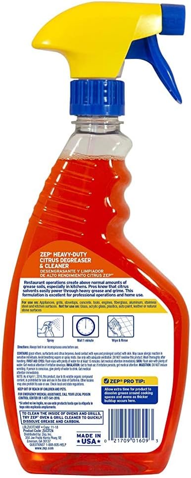 Zep Heavy-Duty Citrus Cleaner Spray Bottle, 24 Fl Oz (Pack of 4)