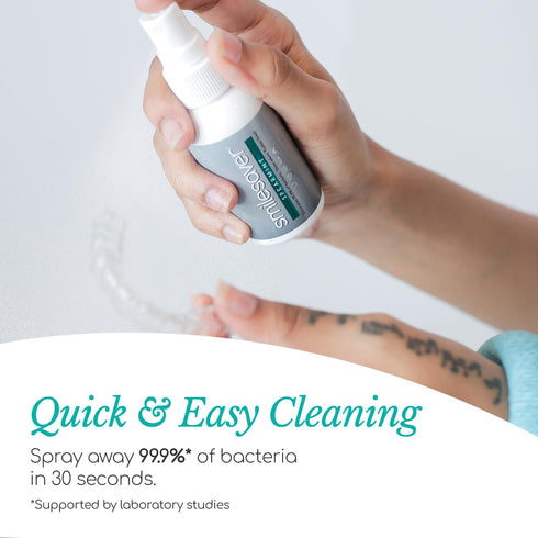 Smilesaver Cleaner - Quick & Effective for Retainers, Clear Aligner, Dentures, Nightguard - Minty Taste (2 Ounce - 1