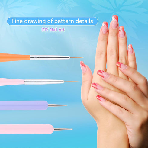 6Pcs Nail Art Brush Set, Gel Polish and Acrylic Nails Painting Tools for Home DIY Salon