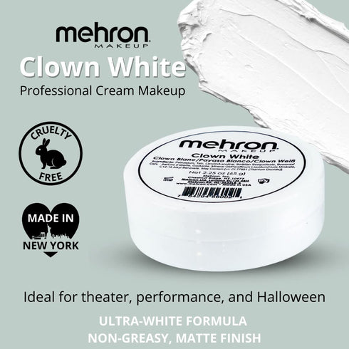 Mehron Makeup Clown White Professional Face Paint Cream, 2.25 oz for Stage, Film, Cosplay, & Mime